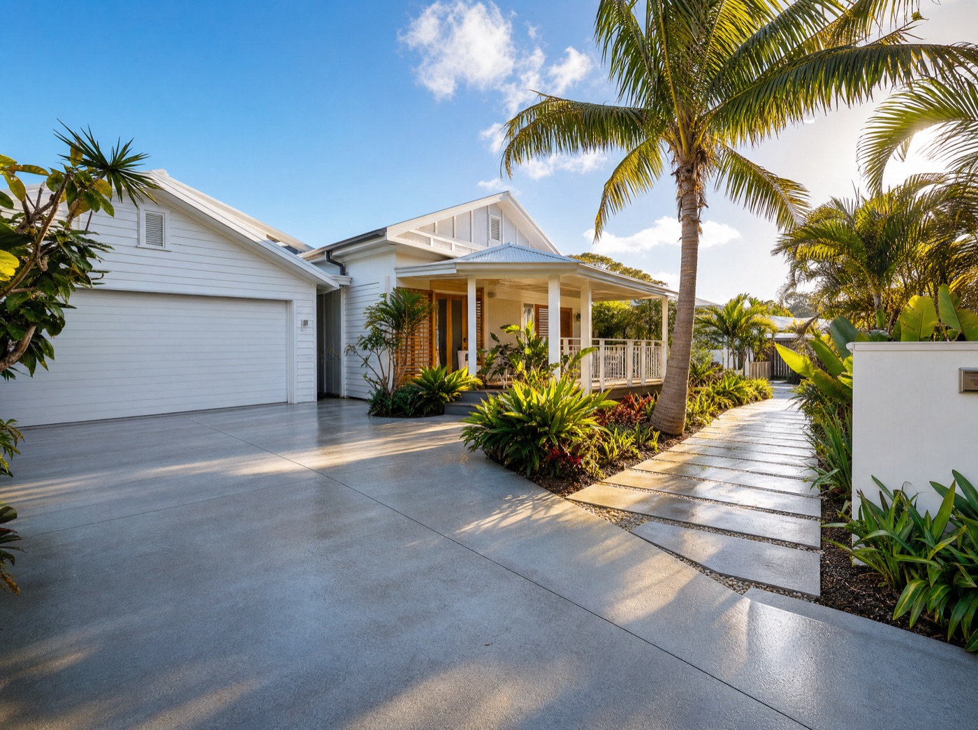 Freshly cleaned driveway at a Northern Rivers home